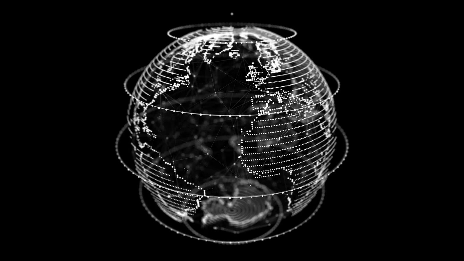 A globe rendered as a connected network of data points